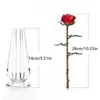 Decorative Flowers Crystal Rose Red Figurine Collectible Roses Ornament Decor With Vase For Home Wedding Party