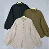 Женские блузки Johnature Spring Tound Down Windage Vintage Lensen Women Рубашки 2024 Случайный японский кнопка с твердым цветом.