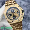 Grestest AP Wrist Watch Royal Oak Offshore Series 26470or Gold Shell Gold Band Chronograph Mens Watch 18K Rose Gold Material 42mm 42 mm