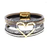 Очаровательные браслеты Wellmore Boho кожа браслет сердца женщины Magenet модные украшения