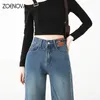 Jeans pour femmes Zoenova Girl Slim Pantalon Vintage Y2K Clothes Pantalones printemps High Taie Casual Elegant Streetwear Women Retro