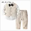 Clothing Sets Kids Girls Clothes Set Formal Infantil 1-7 Yrs Children Wedding Handsome Elegant Pageant Baby Outfits TShirt Vest Pants Suit