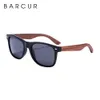 Barcur Black Walnut Wood Sunglasses pour l'homme Polarisé Sqare Sun Glasses Men UV400 Eyewear Accessory Box Original 240410