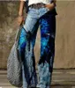 Jeans femminile gradiente retrò micro pantaloni svasati 3d stampato di tendenza alla moda oversize casual
