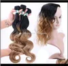 Hårprodukter Drop Leverans 2021 Ladies Body Wave Bulks Europeiska trend Kvinnor ombre dubbla färgförlängningar vågiga väver wefts bulk H2974507