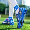 Amerikanische Fußballschuhe Blue Kids Soccer Indoor Children's Rasen Stollen Haken und Loop -Sneaker für Boy Chuteira Futsal