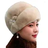 Berety zimowe czapki naśladowania ciepłego kapelusza dla kobiet w kolorze earflap rybak kwiatowy basen