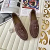 LP Designer Dress Shoes Piana Dameshoens Suede Loafers Zomer Walk Charms Suede Loafers Mocassins Echt lederen unisex luxe werk kantoorschoen