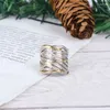 Cluster Rings Full Zircon Wrap Multilayer Gold Two-tone 925S Ring Men And Women Multi Stripe Golden Flash Feather Luxury Diamond