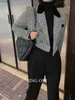 女性のスーツブレザーブレザージャケット女性服アウター2023コートラグジュアリー韓国スタイルY2Kクロップドウィンターエレガントツイードスーツ