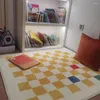 Carpets Plush Checkerboard Carpet For Children's Bedroom Living Room Fluffy Plaid Soft Floor Mat Non-slip Doormat Area Rug Home Decor