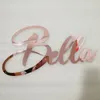 Signe de nom de rose rose personnalisée Signe de mariage en acrylique personnalisé Babyshower Party Decor Backdrop Hangle