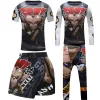 Kids Kickboxing Jiu jitsu T-shirt+Pant Set Bjj Rashguard MMA Clothing Muay Thai Shorts 3D Monkey Sport Tights Boy Boxing Jerseys