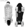 Inline Roller Skates Skateboarding shoes made of ultra-fine fiber leather and PU rubber adult mens unisex four-wheel skateboarding training shoes Y240410