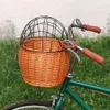 Panier de vélo pour chiens de chien Pet de portage de portage tissé guidon avant en osier en osier panier de vélo pour petit compagnie de compagnie de filles adultes filles vélo