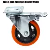 1pcs 4 inch Furniture Caster Wheel with Brake Soft Rubber Swivel Caster Roller Wheel For Heavy Duty Machine Platform Trolley