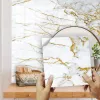 10pcs White & Gold Marble Tile Sticker Kitchen Backsplash Oil-proof Bathroom Home Decor Wall Decals Peel & Stick Art Mural