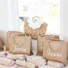 Matrimonio personalizzato Mrs Burlap tote bot da sposa festa da sposa sacca da spiaggia retrò damigellatta tote bag -bag uguali letterario semplice regalo