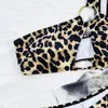 Женские купальники 2pcs/Set Women Sexy Bikini Set One Plouds Hollow Bra High Prails Leopard Print Count