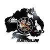 Australia Symbols Wall Art Wall Clock Sydney Opera House Kangaroo Koala Crocodile Australia Characters Vinyl Record Wall Clock