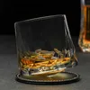 Ocean Brand Spin Top Whisky Whisky Verre de roche Diamant épais épais lourd drôle rotation Whisky Tumbler xo Verres de bière Cup de vin