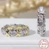 Band Rings Luxury 925 sterling silver ring and Aaa zircon crystal ring set suitable for womens engagement jewelry gifts with 2 color options J240410