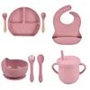 Assiettes Baby Valerie de table Bowl d'alimentation Set Bibs imperméables Sasicone de la plats pour bébés solides