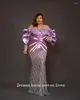 Party Dresses Aso Ebi Purple Africa Women Mermaid Evening Luxury 2024 Beaded Lace Ruffles Dress Formal Prom Plus Size