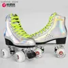 Inline rolschaatsen microfiber lederen rolschaatsen schoenen patines vier flash wielen dubbele rij volwassen professionele aluminium legering beugel volwassen y240410