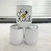 Tassen DIY Sublimation 12oz Wein Becher mit versiegelten Deckel Custom Coffee Bugs Edelstahl Wasser Cup Isoliert für Hochzeit 240410