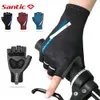 Santic Mens Cycling Gloves Breathable Mesh Half Finger MTB Road Bike Shockproof Pads Bicycle Sport Mittens Asian Size 240402