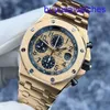 AP Mouvement au poignet Royal Oak Series offshore 26470or Gold Shell Gold Band Chronograph Mens Watch 18K Rose Gold Material 42 mm