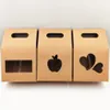 12Pcs 10x6x16cm Natural Paper Card Candy Gift Packing Box PVC Clear Heart Square Apple Shape For Storage Cookies Handmade Cakes