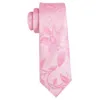 Halskrawatten Barry.Wang Pink Koralle Pfirsich Seidenmänner Tasche Pocket Square Manschettenknöpfe Set Herren Hochzeitsgeschäftsparty Jacquard Blumen Halskeine 240410