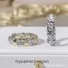 TOP GRADE Designer -ringen voor dames 1to1 Tifancy V Gold vergulde cross set diamantring voor dames hoogwaardige CNC hand ingelegde zestien diamanten ring matching ring ring ring
