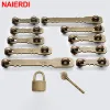 NAIERDI Pure Copper Vintage Chinese Locks Antique Bronze Hasp Latch Padlock Retro Lock Jewelry Box Padlock for Wooden Box