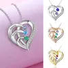 Personalized Family Name Heart Necklaces for Women Customized Birthstone Engraving Mothers Necklace Custom Jewelry Gift 240402