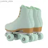 Inline Roller Skates Artificial Leather Roller Skates Shoes for Men and Women Double Line Patins Sliding Inline Quad Skating Sneakers Training Y240410