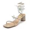 Höften Rhinestone Transparent Sandals Platform Wedges Womens High Sandles Heels Summer Sandal Shoes Mångsidil tjock häl fairy Bow Roman Flip Flop 240228