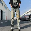 Men's Jeans Korean Fashion For Men Wide Leg Street Spring Loose Trousers Ripped Vintage Autumn Streetwear Baggy Denim Pants B48