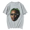 T-shirt de algodão puro de verão de 24sss para masculino Hip Hop American Rap Singer Retrato Impressão Marca da moda Mangas curtas