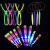 LED Flying Toys 5Pcs Amazing Light Toy Arrow Rocket Helicopter Flying Toy LED Light Toys Glow In The Dark Party Fun Gift Rubber Band Catapult 240410