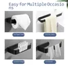 Modern Simple Black Toilet Roll Paper Holder Towel Bar Tissue Rack Wall Mounted Bathroom Kitchen Hook Modern Black Hanger