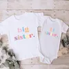 Starsza siostra młodsza siostra dziewczęta Tshirt Baby Rompers Summer Short Sleeve Kids