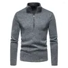 Men's Hoodies Wear Warm Long Sleeve Sweater Cotton Placket Zip Solid Colour Turtleneck Bottoming Straight Shirt Coat Man