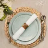 Table Mats Round Woven Placemats For Dining Straw Braided Placemat Heat Resistant Non-Slip Home Tea Set Weave Cup