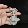 Naszyjniki wiszące mężczyzn Kobiety Hip Hop Lion Naszyjnik z kryształową łańcuchem kubańskiego 13 mm lodowany Bling Hiphop Animal Jewelry 230613