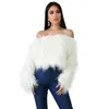 Les pulls d'hiver pour femmes d'hiver sexy hors de l'épaule Faux Fur Pullover Minimaliste de bureau décontracté de bureau