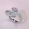 Anelli per matrimoni Huitan pera rosa/bianco zirconia cubica per donne accessori dichiarazioni bling cz femmina festa di moda