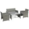 Плетеная мебельная мебель для ротана с 4 частями, 2 стулья, журнальный столик с ультрафиолетовым материалом светло-серый